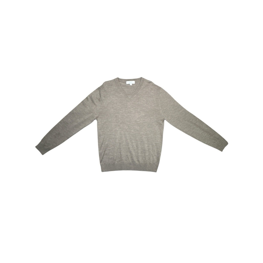 Turnbury Extra Fine Merino Wool V-Neck Pullover Brown Men's Sweater Size L‎
